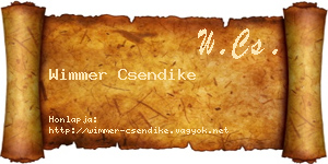 Wimmer Csendike névjegykártya